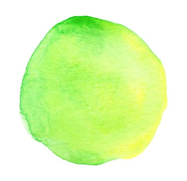 Soyut yeşil suluboya şekil beyaz arkaplanda izole edilmiş. Bahar suluboya klipsi sanatı