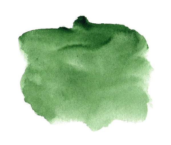 Absztrakt Zöld Akvarell Folt Elszigetelt Fehér Háttér — Stock Fotó