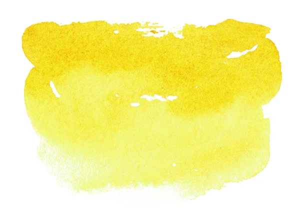 Amarelo Aquarela Mão Mancha Desenhada Textura Grãos Papel Branco Abstrato — Fotografia de Stock