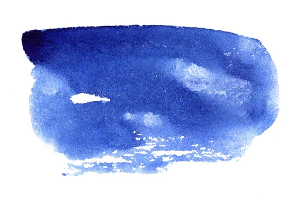 Blaues Aquarell Handgezeichneter Fleck Auf Weißem Papier Kornstruktur Abstrakte Aquarell — Stockfoto