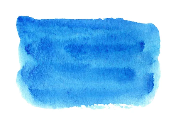Forma Aquarela Azul Pinceladas Desenhadas Mão Aquarela Isoladas Branco — Fotografia de Stock