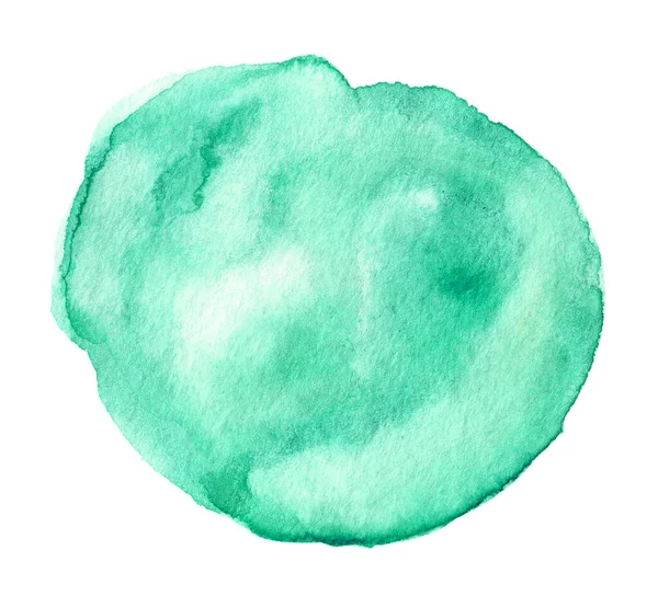 Abstraktní Mátově Zelený Akvarel Akvarel Ručně Kreslené Skvrny Izolované Bílé — Stock fotografie