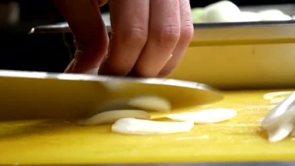 Fast Masterful Onion Slicing Chef — Wideo stockowe