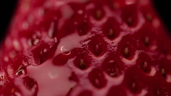 Gotas Agua Macro Disparo Fresa — Foto de Stock