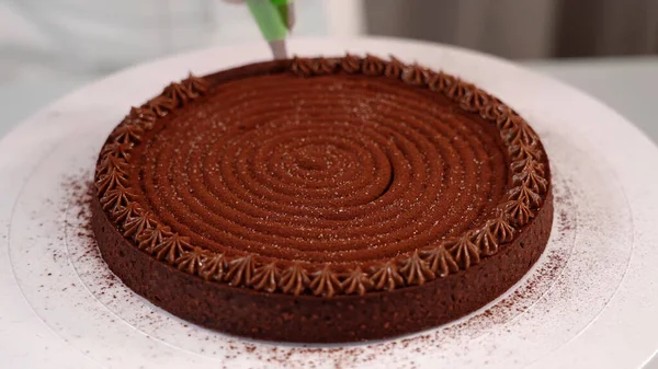 Kremalı Çikolatalı Pasta — Stok fotoğraf