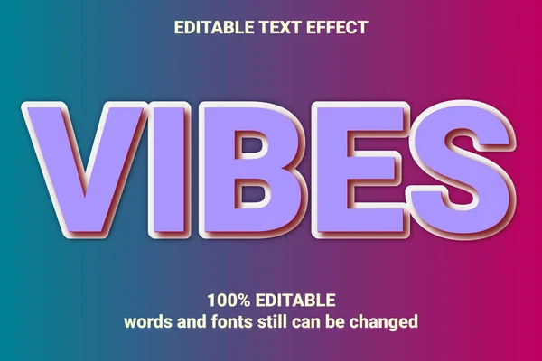 Vibes Texto Efecto Texto Editable Efecto — Archivo Imágenes Vectoriales