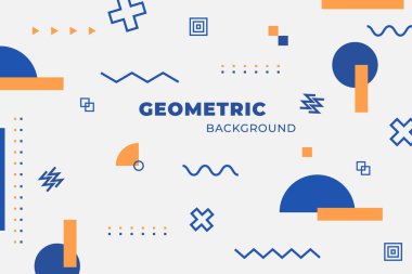 Mavi ve turuncu çeşitli şekiller ve çizgi soyut geometrik arkaplan