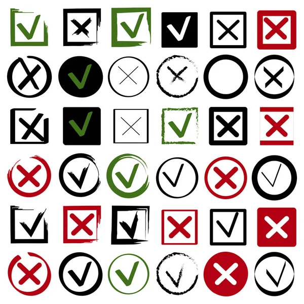 Symbol Des Roten Kreuzes Grüne Markierung Farbe Checkliste Markierung Gesetzt — Stockvektor