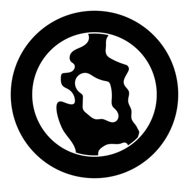 Dünya gezegeni ikonu. Siyah daire. Dünya sanatı. Küre işareti. Soyut stil. Taslak sembol. Vektör çizimi. Resim yükle.