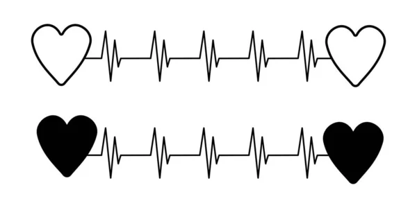 Hartkloppingen ingesteld. Hartslagteken. Cardiologie symbool. Gezond leven. Medisch logo. Vector illustratie. Voorraadafbeelding. — Stockvector