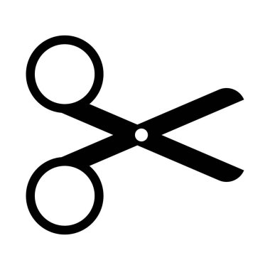 Makas simgesi. Siyah siluet. Berber logosu. Kağıt kesiği. Çizgi işi. Moda konsepti. Vektör çizimi. Resim yükle. 