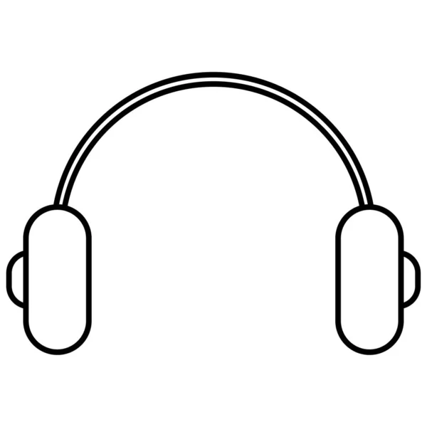 Kulaklık ikonu. Müziği dinle. Ses ekipmanları. Taslak sembol. Sanat tasarımı. Düz stil. Vektör çizimi. Resim yükle. — Stok Vektör