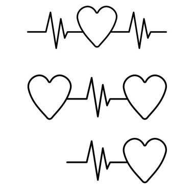 Nabız kalp ikonu ayarlandı. Kalp atışı işareti. Tıbbi logo. Kalp sembolü. Sağlıklı bir hayat. Vektör çizimi. Resim yükle. 