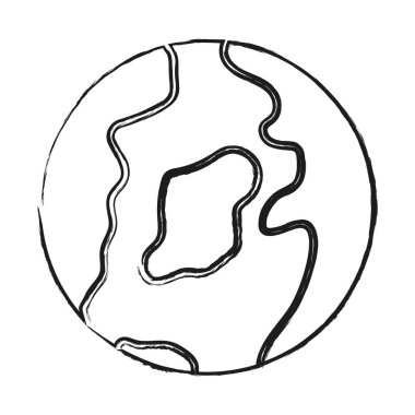 Dünya gezegeni ikonu. Küre işareti. Siyah şekilli. Dünya sanatı. Soyut stil. Taslak sembol. Vektör çizimi. Resim yükle.