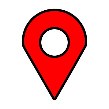 Yer belirleme simgesi. Kırmızı şekilli. Jeotag işareti. Harita sembolü. Uygulama düğmesi. Navigasyon konsepti. Vektör çizimi. Resim yükle.