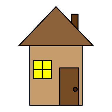 Evin dış tarafı. Emlak vektörü konsepti. Bacalı bir ev. Vektör çizimi. depolama resmi. 