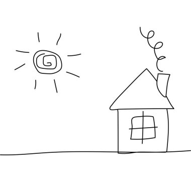 Evin dış tarafı. Emlak vektörü konsepti. Bacalı bir ev. Vektör çizimi. depolama resmi. 