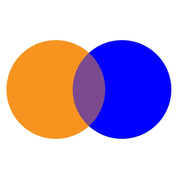 Círculos anaranjados y azules intersectados. Elemento geométrico. Círculo empresarial. Ilustración vectorial. imagen de stock. — Vector de stock