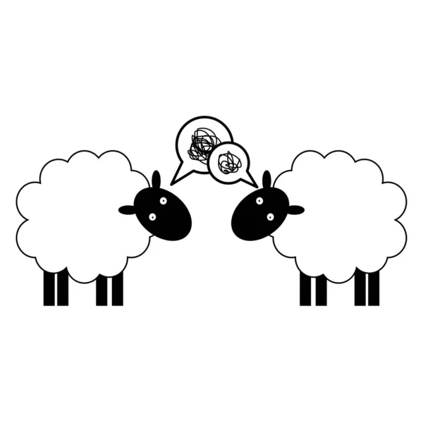 Мультфильм персонаж две овцы на белом фоне. Векторная иллюстрация. фондовый имидж. — стоковый вектор