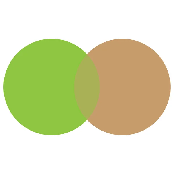 Círculos de intersección verde claro y marrón. Elemento geométrico. Círculo empresarial. Ilustración vectorial. imagen de stock. — Vector de stock