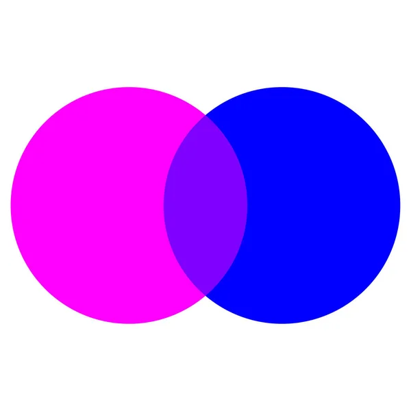 Círculos entrecruzados carmesí y azul. Elemento geométrico. Círculo empresarial. Ilustración vectorial. imagen de stock. — Vector de stock