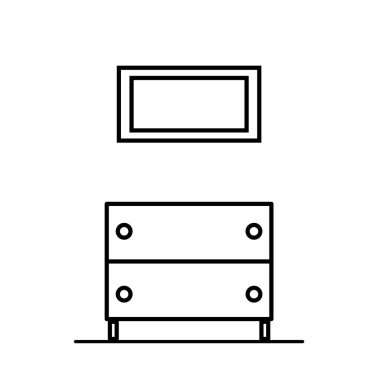 Çekmecenin modern aynası. Eski moda tasarım. Vektör çizimi. depolama resmi. 