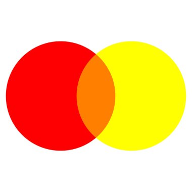 Kırmızı ve sarı kesişen daireler. Geometrik element. İş çevresi. Vektör çizimi. depolama resmi.
