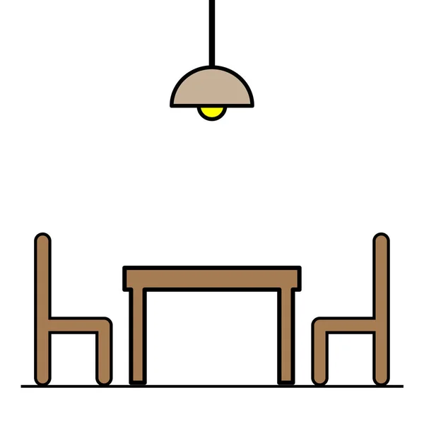 Tavolo e due sedie. Illustrazione schizzo su sfondo chiaro. Icona per il concept design. Illustrazione vettoriale. stock immagine. — Vettoriale Stock