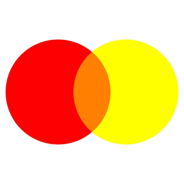 Círculos intersectantes rojos y amarillos. Elemento geométrico. Círculo empresarial. Ilustración vectorial. imagen de stock. — Vector de stock