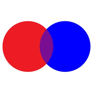 Kırmızı ve mavi kesişen daireler. Geometrik element. İş çevresi. Vektör çizimi. depolama resmi.