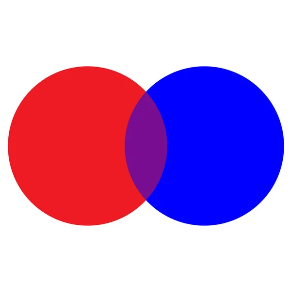 Círculos rojos y azules que se cruzan. Elemento geométrico. Círculo empresarial. Ilustración vectorial. imagen de stock. — Vector de stock