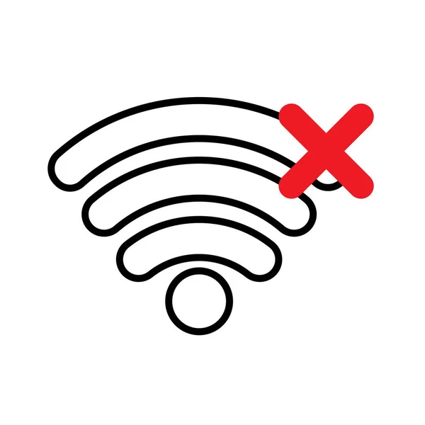 Nenhum ícone wifi. Wi-Fi com uma cruz vermelha. Tecnologia de comunicação. Rede de Internet. Ilustração vetorial. imagem de estoque. — Vetor de Stock