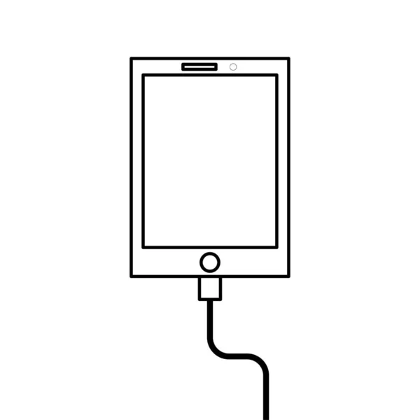 만화 스타일로 된 태블릿을 발행 한다. 전기. 태블릿 충전. 벡터 일러스트. stock image. — 스톡 벡터