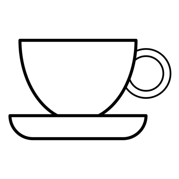 Platillo taza blanco negro para el diseño web. Ilustración vectorial simple. imagen de stock. — Archivo Imágenes Vectoriales