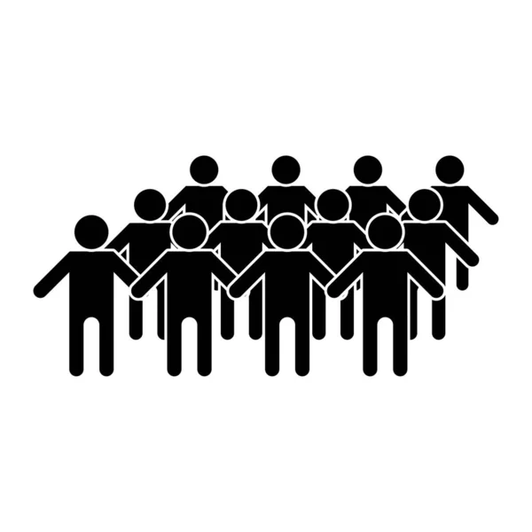 Black cartoon people silhouette on white background. Business vector icon. Vector illustration. stock image. — Stock Vector