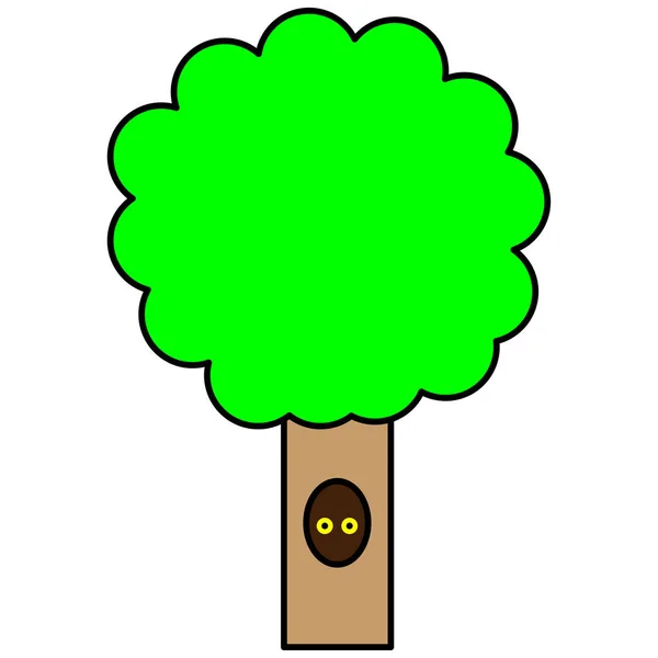 Albero dei cartoni animati con un cavo. Colore verde. Illustrazione vettoriale. stock immagine. — Vettoriale Stock