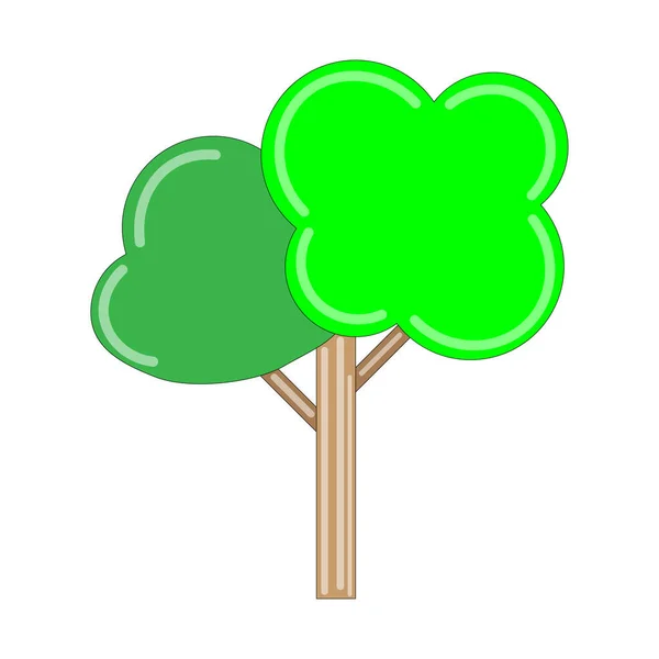 Icône avec arbre de dessin animé. Concept créatif. Concept d'écologie. Illustration vectorielle. image de stock. — Image vectorielle