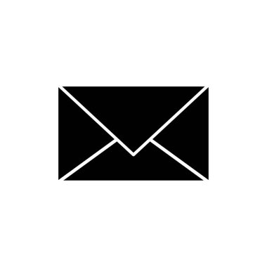 Modern tarzda siyah bir zarf. İş ikonu. Vektör çizimi. depolama resmi.