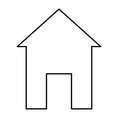 Çizgi resim evi ikonu. Köy hayatı. Siluet çizimi. Web dizaynı. Vektör çizimi. depolama resmi.