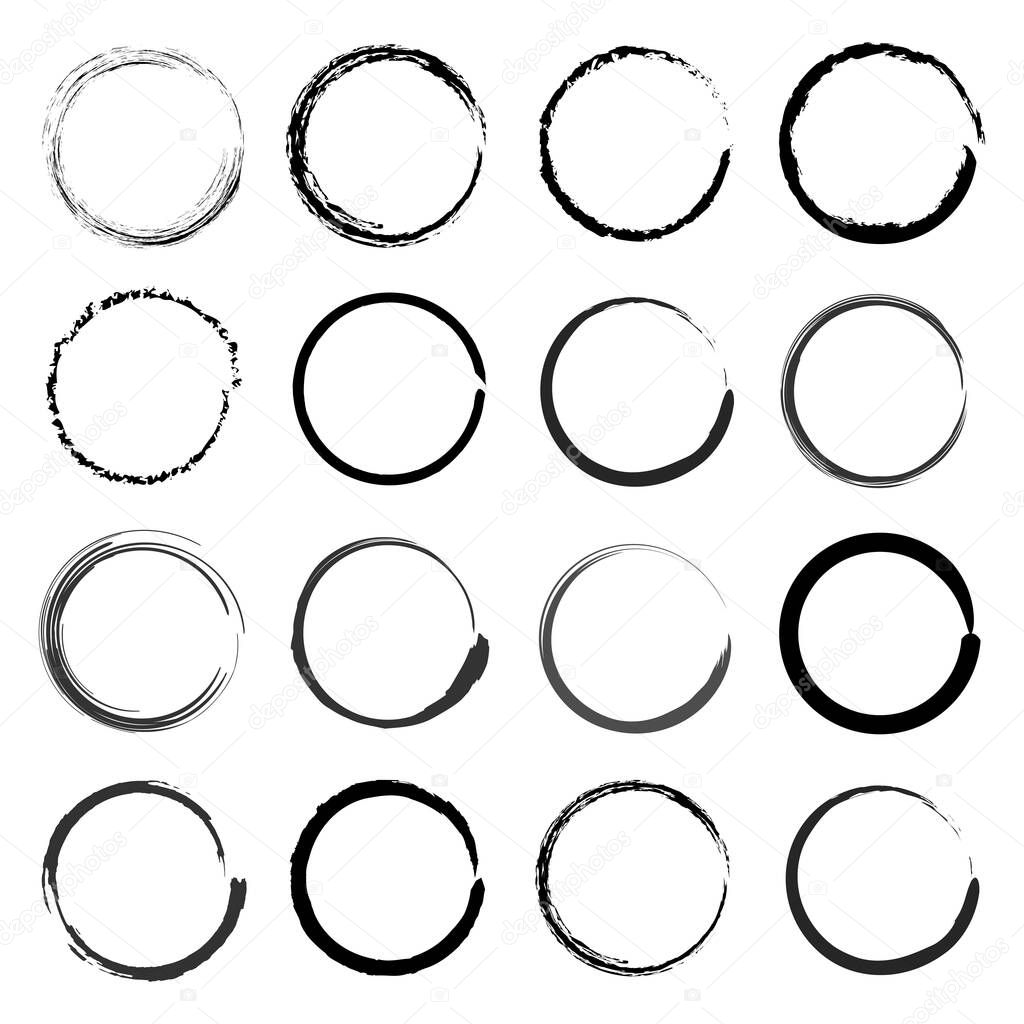 Brush circles, great design for any purposes. Watercolor brush texture. Hand drawn line. Vector illustration. stock image. 