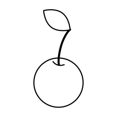 Çizgi film vişnesi. Taze sağlıklı yiyecekler. Aşk sembolü. Tatlı yemek. Vektör çizimi. depolama resmi.