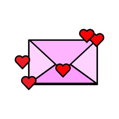 Kaliteli pembe zarf kalpleri. Tatil tebrik kartı tasarımı. Romantik bir geçmiş. Vektör çizimi. depolama resmi. 