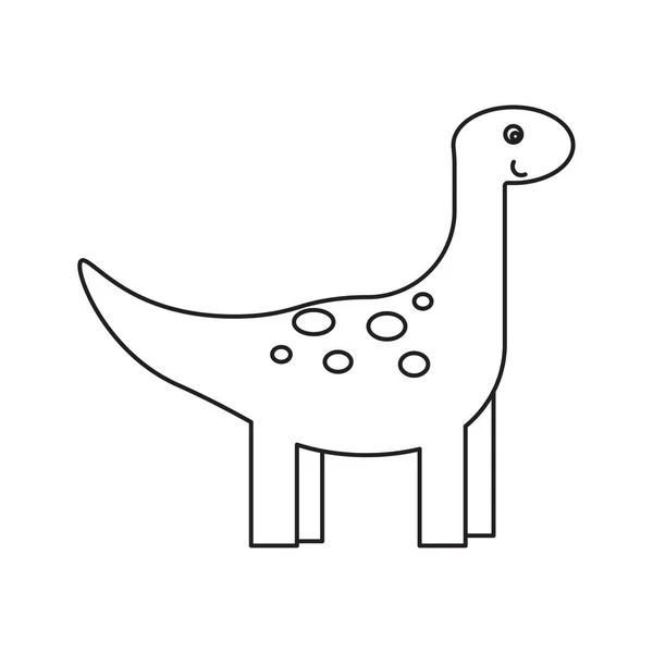 Illustration de bande dessinée avec icône de dinosaure de bande dessinée noire. Logo de personnage mignon. Illustration vectorielle. image de stock. — Image vectorielle
