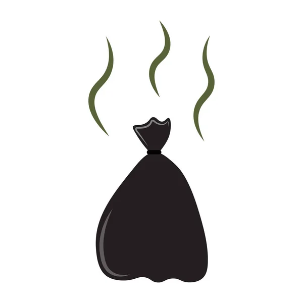 Icono de dibujos animados con bolsa de basura negra apesta. Icono de reciclaje. Ilustración vectorial. imagen de stock. — Archivo Imágenes Vectoriales