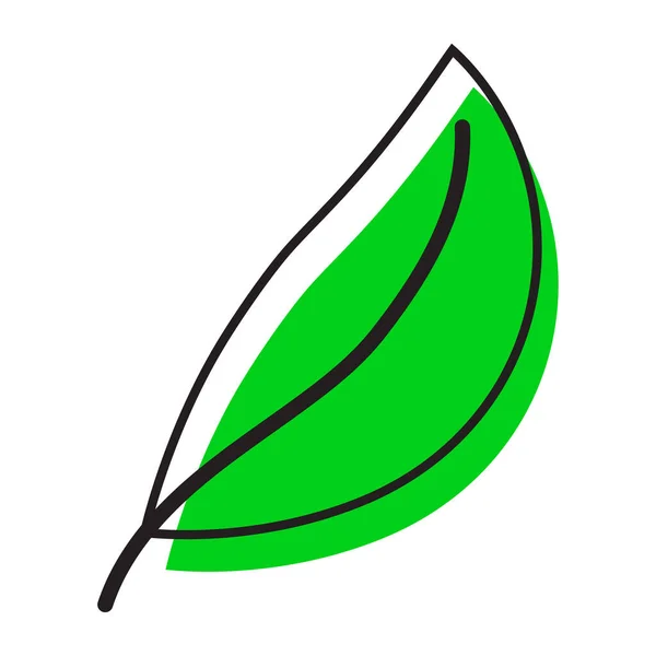 녹색 잎은 편평 한 형태이다. 에코 아이콘 설정. 여름 스타일. 생태학적 개념. 벡터 일러스트. stock image. — 스톡 벡터