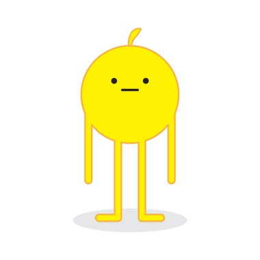 Sarı garip tipli soyut bir simge. Çılgın çizgi film karakteri çizimi tasarımı. Vektör çizimi. depolama resmi. 