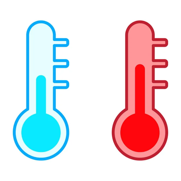 Икона с синим красным термометром. Логотип. Зимний символ. Векторная иллюстрация. фондовый имидж. — стоковый вектор