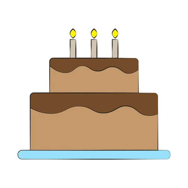 Gâteau de dessin animé. Célébrez la fête. Mariage de vacances. Joyeux anniversaire. Graphisme enfant. Illustration vectorielle. image de stock. — Image vectorielle