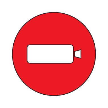 Kamera kırmızı dairede. Simge yasağı. İmza yasak. Vektör çizimi. depolama resmi. 