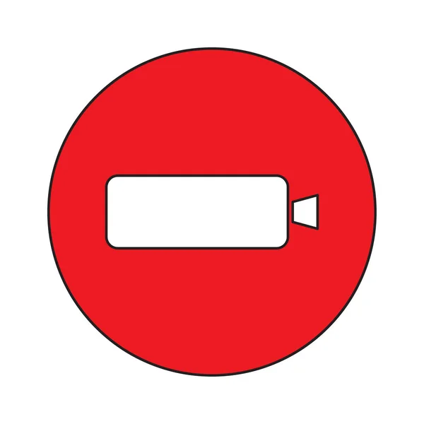 Cámara en círculo rojo. Icono símbolo de prohibición. Firma prohibida. Ilustración vectorial. imagen de stock. — Vector de stock